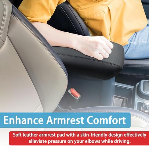 Center Console Armrest Cover Fit for Ford Maverick Accessories 2022-2025 2026 Armrest Case Arm Rest Storage Box Pad Console lid Protector Leather Seat Box Cushion (Black Stitches) in Saudi Arabia