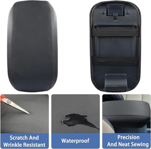 Center Console Armrest Cover Fit for Ford Maverick Accessories 2022-2025 2026 Armrest Case Arm Rest Storage Box Pad Console lid Protector Leather Seat Box Cushion (Black Stitches) in Saudi Arabia