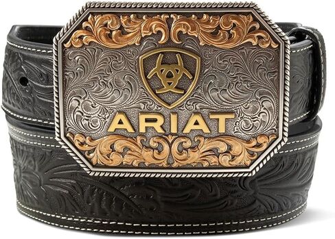 ARIAT Men's Floral Embossed Taper Belt, Tan, 32 in Saudi Arabia