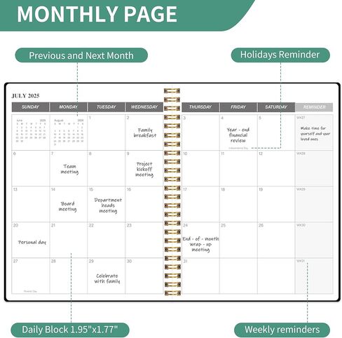 Monthly Planner 2026-2027, 18 Months Calendar Book from JAN 2026 - JUN 2027 with Habit Tracker, Goals,To -Do List, Summary & Monthly Review,Waterproof Cover Twin-Wire Binding 8.5" x 11", Black in Saudi Arabia