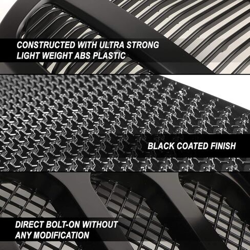Auto Dynasty Front Grille Grill Compatible with 2001-2003 Honda Civic Type-R - 7th Gen ES EM, Mesh Style Front Bumper Grille, Painted Black in Saudi Arabia