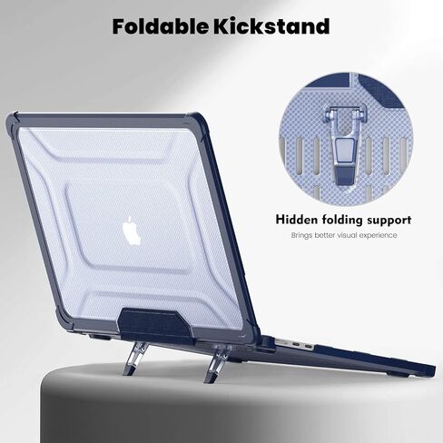 for M2 MacBook Air 13.6 inch Case (2022 Release) [A2681 Model], Heavy Duty Rugged Shockproof TPU+PC Dual Layer Protector Case with Fold Kickstand in Saudi Arabia