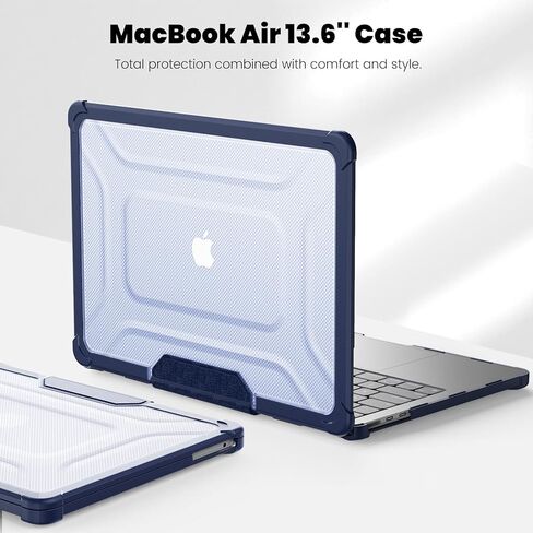 for M2 MacBook Air 13.6 inch Case (2022 Release) [A2681 Model], Heavy Duty Rugged Shockproof TPU+PC Dual Layer Protector Case with Fold Kickstand in Saudi Arabia