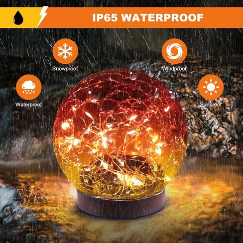 أضواء الكرة الشمسية في الهواء الطلق، كرات الطاقة الشمسية للماء، أضواء الحديقة الشمسية، الأجرام السماوية للخارج 4 حزمة الكرة الزجاجية المتشققة لديكورات الفناء في الفناء الخلفي in Kuwait