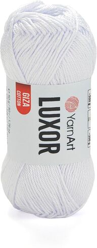 YarnArt Luxor Mercerized Cotton Yarn – 100% Giza Cotton, Smooth Texture, 50g (1.76 oz), 125m (136 yds), Lightweight Yarn for Summer Projects, Amigurumi, Baby Items, and Accessories (1202) in Saudi Arabia