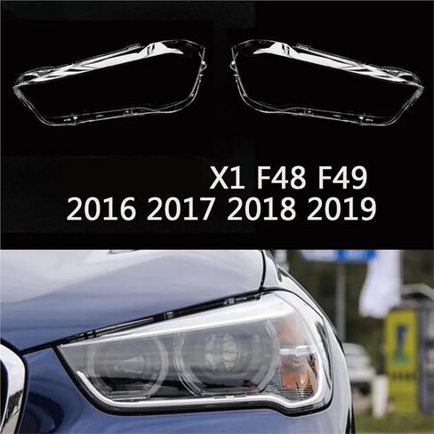 غطاء المصباح متوافق لسيارات BMW X1 F48 F49 2016 2017 2018 2019 سيارة عدسة المصباح الأمامي غطاء عاكس الضوء زجاج غطاء المصباح قبعات كشافات قذيفة (1 قطعة اليمين) in Saudi Arabia