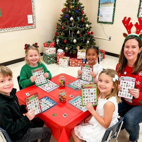 Merry Christmas Bingo Game for Kids Adults Large Group 24 Players Xmas Winter Holiday Bingo Family Activities Party Games Party Favors Party Supplies in Saudi Arabia