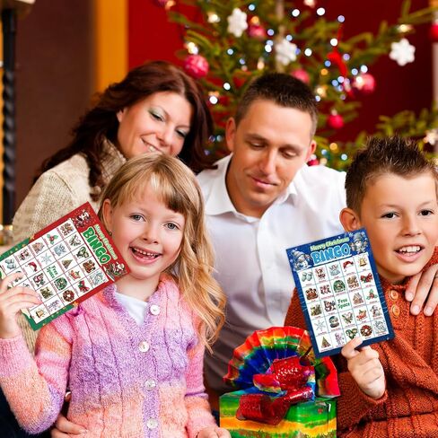 Merry Christmas Bingo Game for Kids Adults Large Group 24 Players Xmas Winter Holiday Bingo Family Activities Party Games Party Favors Party Supplies in Saudi Arabia
