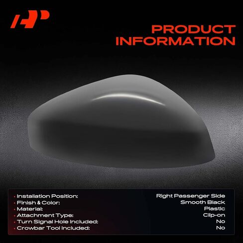 غطاء مرآة الرؤية الخلفية الجانبية للسائق A-Premium - متوافق مع Honda Civic 2022 2023 2024 2025 - أسود أملس، بدون فتحة إشارة الانعطاف in Saudi Arabia