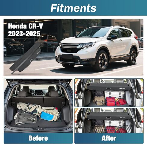 غطاء شحن Nilight مناسب لسيارة Honda CRV 2023 2024 2025، غطاء خلفي لصندوق السيارة الخلفي قابل للسحب، مع شبكة تخزين صندوق السيارة in Saudi Arabia