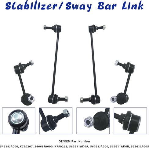 4pcs Set Front Rear Left Right Stabilizer Sway Bar End Link Suspension Kits Compatible with 2007-2013 Nissan Altima 2009-2014 Maxima Murano - K750094 K750095 K750255 K750256 in Saudi Arabia