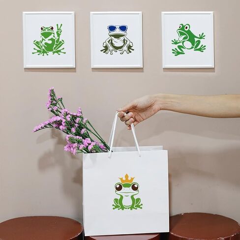 FINGERINSPIRE 4PCS Funny Frogs Stencils with 1Pc Brush 5.9x5.9inch Frog Wearing Sunglasses Stencil Frog Wearing a Crown Stencil Animal Theme Template for Painting on Wall Wood Furniture DIY Home in Saudi Arabia