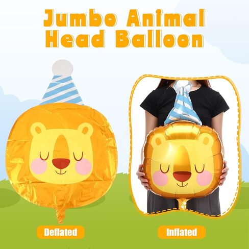 Civaner 10 Pcs Jungle Safari Animal Foil Balloons Animal Birthday Party Decor Bear Giraffe Lion Frog Sloth Aluminum Foil Balloons for Woodland Baby Shower Wedding Gender Reveal Party Supplies in Saudi Arabia