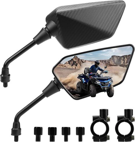 مرايا BOJE ATV، مرايا الدراجات النارية للمقود، عالية الدقة، مقاومة للانفجار مع مسمار 8 مم 10 مم، مشبك تثبيت على شريط المقبض 7/8 بوصة متوافق مع ATV، دراجة نارية دراجة نارية دراجة نارية ترابية دراجة كروزر 4 عجلات in Saudi Arabia