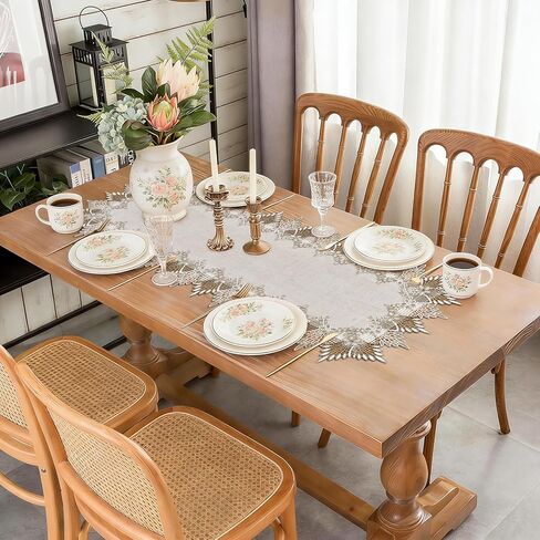 Blue and Beige Table Runner Farmhouse Style, Fall Rustic Coffee Table Runner 72 inches Long, Boho Dresser Runners for Bedroom, Dining Room, Kitchen, Entryway Table, Bohemian Summer Home Decor in Kuwait