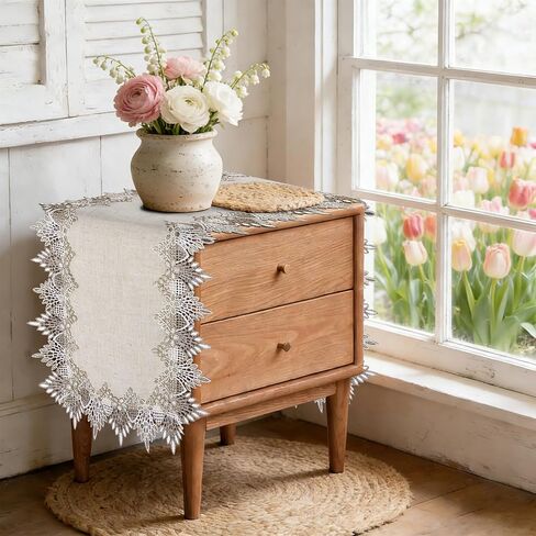 Blue and Beige Table Runner Farmhouse Style, Fall Rustic Coffee Table Runner 72 inches Long, Boho Dresser Runners for Bedroom, Dining Room, Kitchen, Entryway Table, Bohemian Summer Home Decor in Kuwait