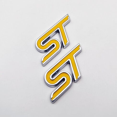 2X Chrome Metal ST Logo Car Emblem 3D Sticker Racing Decal Sport Turbo Badge Replacement (Red&Black) in Saudi Arabia