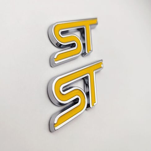 2X Chrome Metal ST Logo Car Emblem 3D Sticker Racing Decal Sport Turbo Badge Replacement (Red&Black) in Saudi Arabia