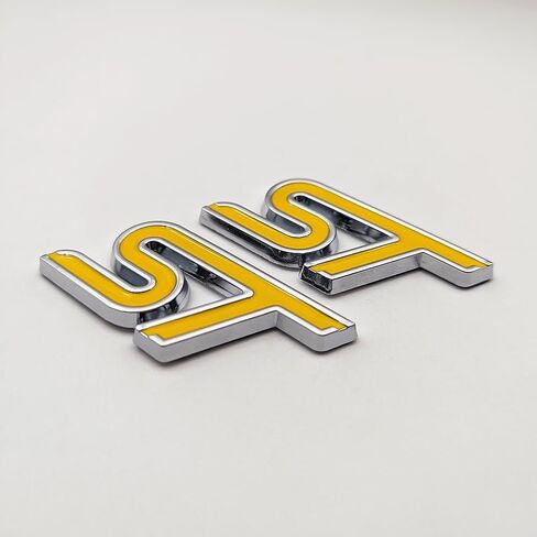 2X Chrome Metal ST Logo Car Emblem 3D Sticker Racing Decal Sport Turbo Badge Replacement (Red&Black) in Saudi Arabia