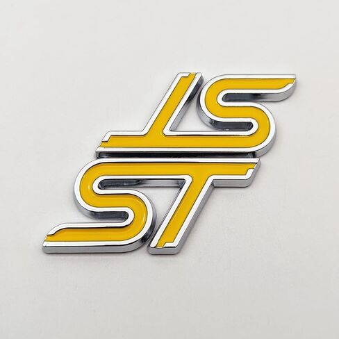 2X Chrome Metal ST Logo Car Emblem 3D Sticker Racing Decal Sport Turbo Badge Replacement (Red&Black) in Saudi Arabia