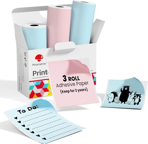 Sticker Thermal Paper Compatible With Phomemo M02 / M02D/M02S PRO/T02/M03/M04S Mini Sticker Printer, Black Text on Clear, 50mm x 3.5m, Adhesive Transparent Waterproof Thermal Paper, 3Rolls in Saudi Arabia