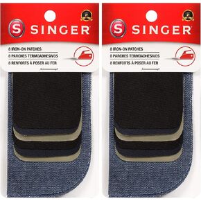 SINGER Denim & Twill Iron-On Patches Combo, 8pc Assorted in Kuwait
