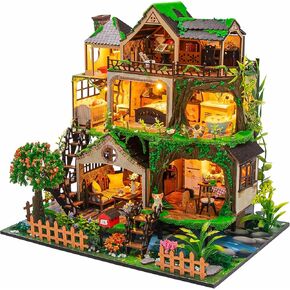 Flever Dollhouse Miniature DIY House Kit Creative Room with Furniture for Romantic Artwork Gift-Rose Garden Tea House in Kuwait