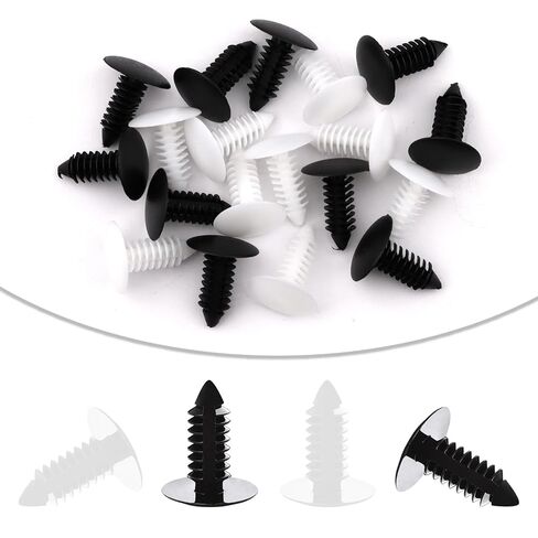 20 قطعة من سدادات ثقب لوحة الترخيص - سدادات مصد السيارة العالمية 8 مم للسيارة والشاحنات وسيارات الدفع الرباعي - مشابك تثبيت دبوس دفع بلاستيكية بيضاء وسوداء تغطي فتحات البرشام، ودرع بطانة الحاجز وإكسسوارات السيارات in Kuwait