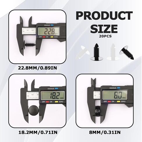 20 قطعة من سدادات ثقب لوحة الترخيص - سدادات مصد السيارة العالمية 8 مم للسيارة والشاحنات وسيارات الدفع الرباعي - مشابك تثبيت دبوس دفع بلاستيكية بيضاء وسوداء تغطي فتحات البرشام، ودرع بطانة الحاجز وإكسسوارات السيارات in Kuwait