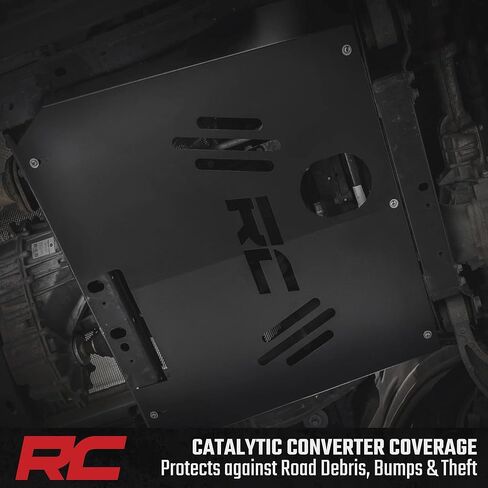 Rough Country Catalytic Converter Shield for Ram 1500 (2019-2024) - Anti Theft Skid Plate, 14-Gauge Steel, Bolt-On Protection & Powder-Coated Finish in Kuwait