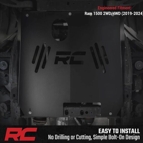 Rough Country Catalytic Converter Shield for Ram 1500 (2019-2024) - Anti Theft Skid Plate, 14-Gauge Steel, Bolt-On Protection & Powder-Coated Finish in Kuwait