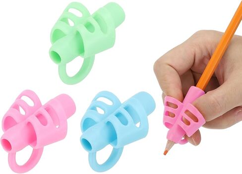 Handwriting Pencil Grippers, 3 Pcs 3 Fingers Pencil Grips Handwriting Aid Tool Writing Posture Correction Ergonomic Training Pencil Holder for Classroom, Pink, Green, Light Blue in Saudi Arabia