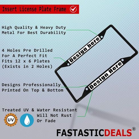 Fastasticdeals Metal Insert License Plate Frame Ukrainian Flag with Trident Ensign Weatherproof Car Accessories Chrome 4 Holes Solid Insert in Saudi Arabia
