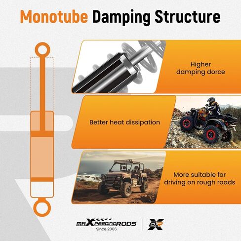 maXpeedingrods 2Pcs Front Shock Fit for Yamaha Raptor 660 (YFM660R) BF 2001-2005, 5LP-23350-00-00, 5LP-23350-01-00, 5LP-13350-41-00 Monotube Absorber, Black in Saudi Arabia