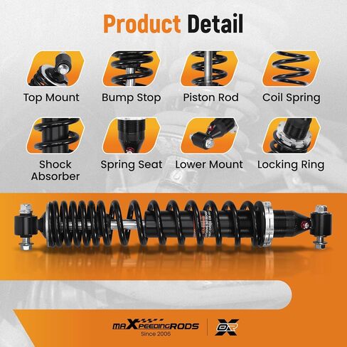 maXpeedingrods 2Pcs Front Shock Fit for Yamaha Raptor 660 (YFM660R) BF 2001-2005, 5LP-23350-00-00, 5LP-23350-01-00, 5LP-13350-41-00 Monotube Absorber, Black in Saudi Arabia