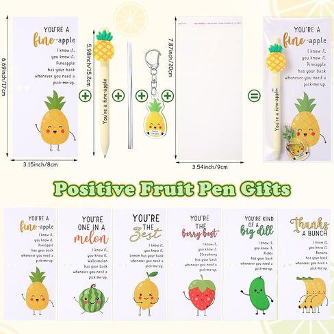 12 Sets Positive Fruit Pen Gifts Bulk Motivational Gifts from Teacher Funny Affirmative Pens Acrylic Keychains Card Valentines Day Employee Appreciation Gift for Staff Coworker Teacher Office in Saudi Arabia