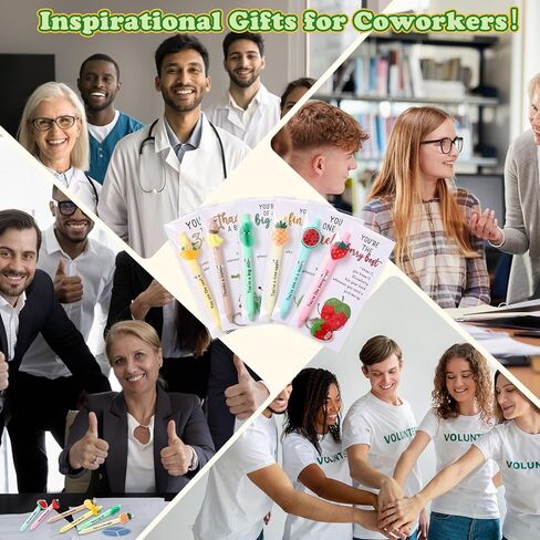 12 Sets Positive Fruit Pen Gifts Bulk Motivational Gifts from Teacher Funny Affirmative Pens Acrylic Keychains Card Valentines Day Employee Appreciation Gift for Staff Coworker Teacher Office in Saudi Arabia