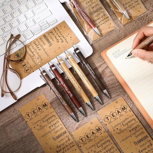 30 Pcs Team Appreciation Gifts Bulk Thank You Gift Inspirational Bamboo Ballpoint Pen with Thank You Cards for Team Employee Coworker Valentine Day Teacher Nurse Office Gift, 12 Styles in Saudi Arabia