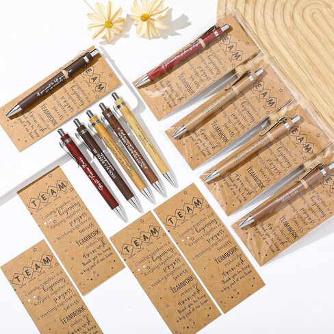 30 Pcs Team Appreciation Gifts Bulk Thank You Gift Inspirational Bamboo Ballpoint Pen with Thank You Cards for Team Employee Coworker Valentine Day Teacher Nurse Office Gift, 12 Styles in Saudi Arabia