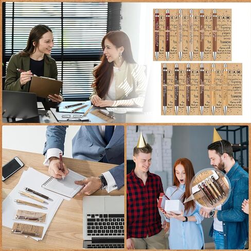 30 Pcs Team Appreciation Gifts Bulk Thank You Gift Inspirational Bamboo Ballpoint Pen with Thank You Cards for Team Employee Coworker Valentine Day Teacher Nurse Office Gift, 12 Styles in Saudi Arabia