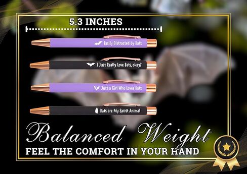 InnoBeta Bat Gifts for Bat Lover, Bat Pen, Bat Office Stuff, Ballpoint Pen Set of 4, Gifts for Bat Nerd on Birthday, Christmas and any Special Occasion in Saudi Arabia