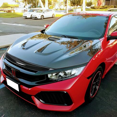 x xotic tech Front Hood Grille Upper Insert Stripe Trim Cover Nose Cover Black Compatible with Honda Civic 10th Gen 2016-2021 in Saudi Arabia