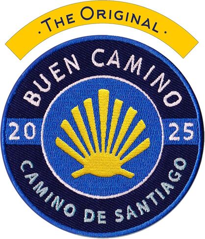 Buen Camino 2025 Commemorative Patch and Map Card // Camino de Santiago Pilgrim Badge // Blue and Yellow Shell Design // Global Shipping in Saudi Arabia