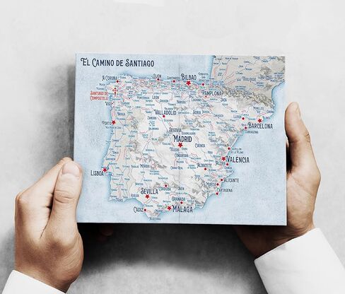 Buen Camino 2025 Commemorative Patch and Map Card // Camino de Santiago Pilgrim Badge // Blue and Yellow Shell Design // Global Shipping in Saudi Arabia