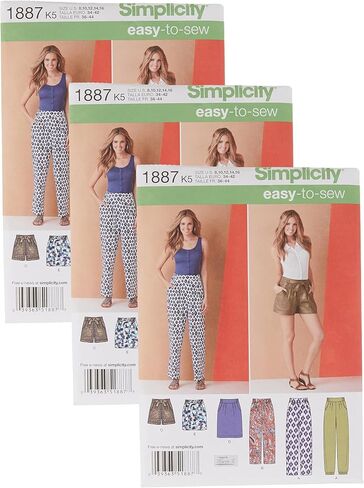 Simplicity US1887K5 Easy to Sew Women's Pants, Shorts, and Skirt Sewing Pattern Kit by Karen Z, Code 1887, Sizes 8-16 in Saudi Arabia