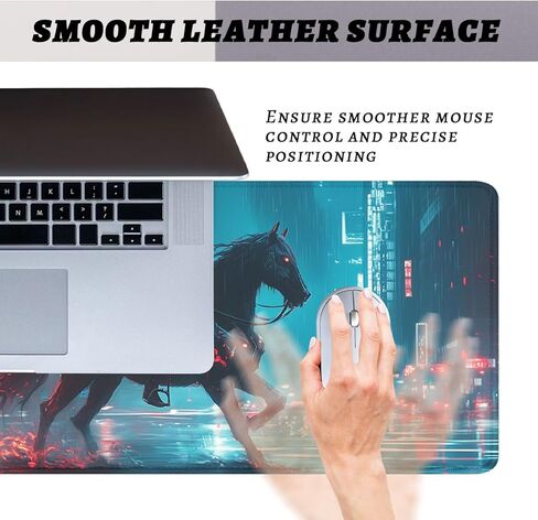 Skeleton Knight Mouse Pad, Black Horse Red Giant Sword Mousepad Extended Large Laptop Keyboard Non-Slip Rubber Base with Stitched Edges for Home 31.5 x 11.8 inch in Kuwait