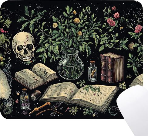 Skull Gothic Mouse Pad - Goth Skeleton Gifts Office Supplies Desk Decor, Square Waterproof Non-Slip Rubber Base Gothic Floral Mousepad for Computers Office Accessories 7.9x9.5 Inch in Saudi Arabia