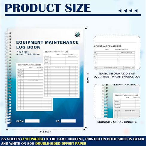 LKTHSEEK Equipment Maintenance Log Book 8.5 x 11 Inch 110 Pages Maintenance Record Notebook Tracking Repairs and Service Spiral Bound For Equipment Inspection and Maintenance in Saudi Arabia