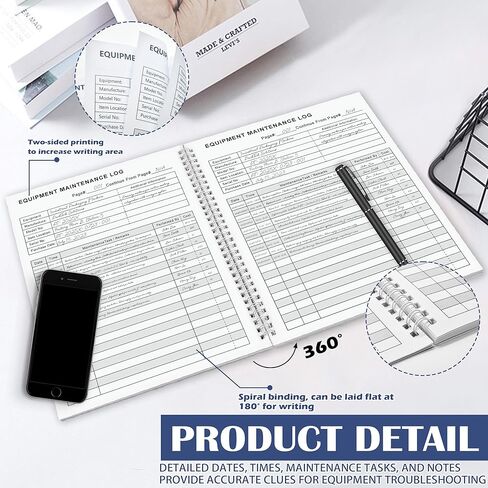 LKTHSEEK Equipment Maintenance Log Book 8.5 x 11 Inch 110 Pages Maintenance Record Notebook Tracking Repairs and Service Spiral Bound For Equipment Inspection and Maintenance in Saudi Arabia