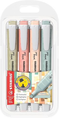 STABILO swing cool NatureCOLORS - Highlighter - Deskset of 18 - with 10 Pastel Colours and 8 NatureCOLORS in Saudi Arabia